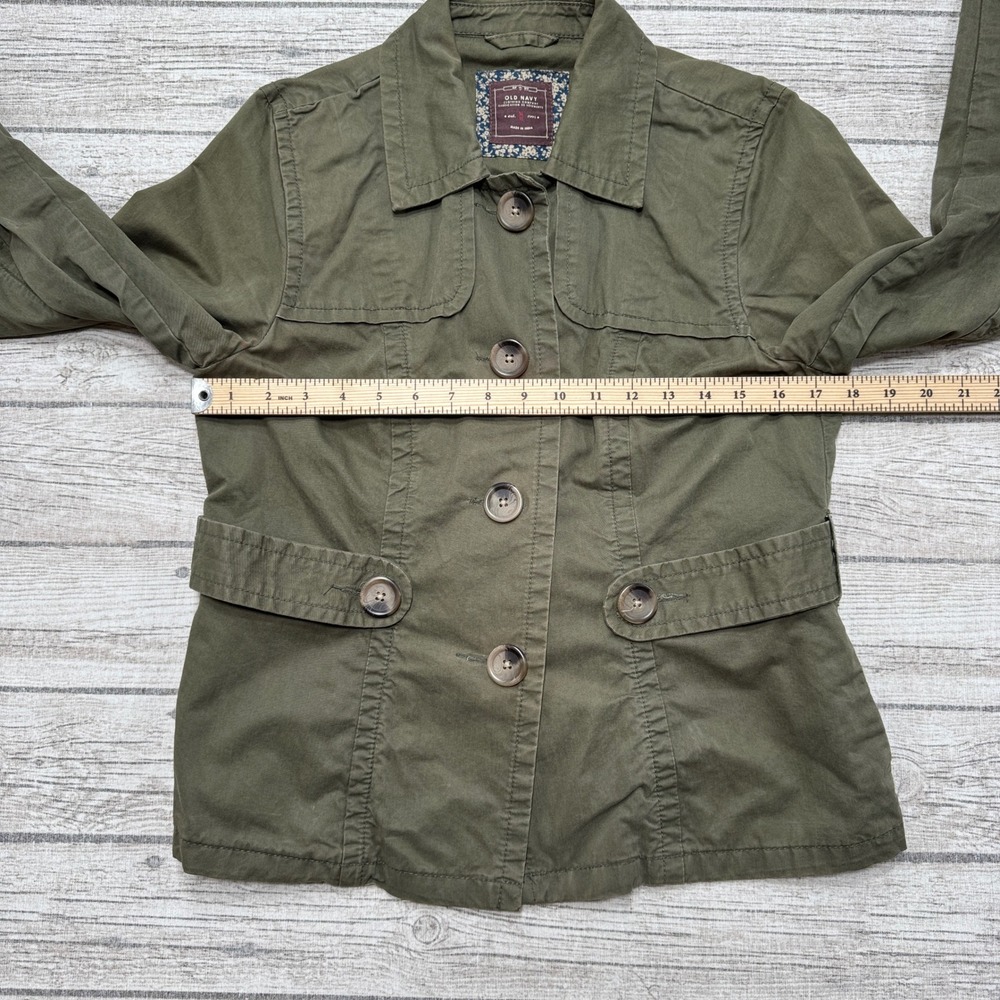 Vintage Old Navy Jacket Women's Small Olive Green Military Utility Field Coat - Picture 3 of 7